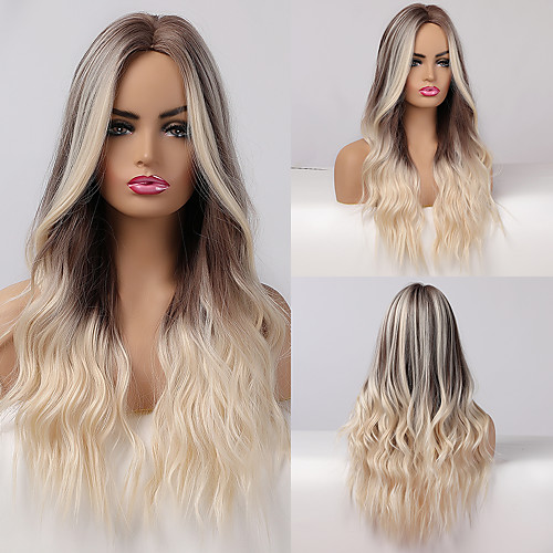 

Synthetic Wig Curly Body Wave Middle Part Side Part Wig Very Long Ombre Blonde Synthetic Hair 26 inch Women's Cosplay Party Fashion Blonde BLONDE UNICORN