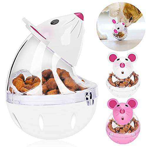 

cat slow feeder cat food ball mice water droplet bone tumbler shaped pet treat ball cat food toy ball pet food ball (white)