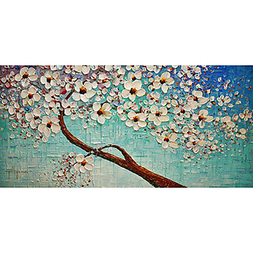 

Oil Painting Hand Painted Horizontal Panoramic Floral / Botanical Modern Rolled Canvas (No Frame)