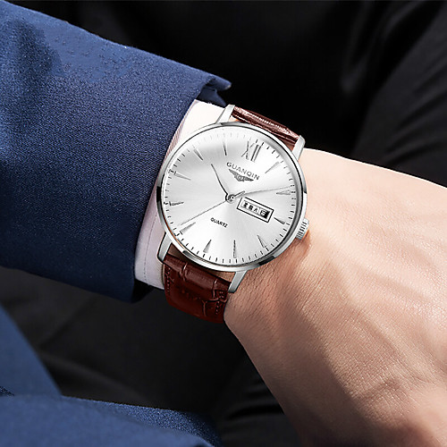 

GUANQIN Men's Dress Watch Analog - Digital Quartz Formal Style Outdoor Casual Watch Day Date / Two Years / Stainless Steel / Genuine Leather / Japanese