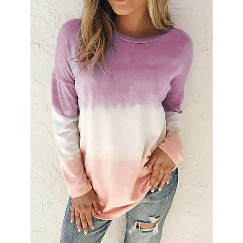 

Women's Pullover Sweatshirt Tie Dye Daily Going out Other Prints Basic Casual Hoodies Sweatshirts Blue Purple Orange