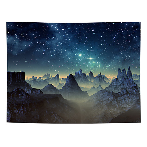 

Wall Tapestry Art Decor Blanket Curtain Picnic Tablecloth Hanging Home Bedroom Living Room Dorm Decoration Polyester Mountain Blue Sky Star View