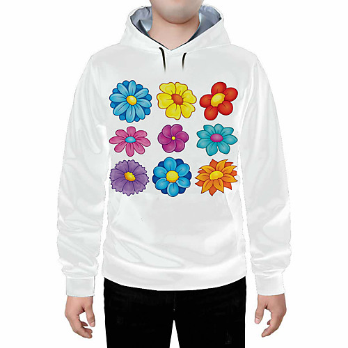 

Men's Pullover Hoodie Sweatshirt Floral 3D Daily Going out 3D Print 3D Print Casual Hoodies Sweatshirts White