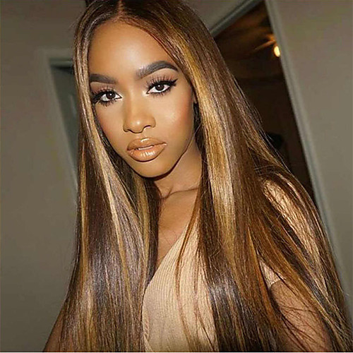

Synthetic Wig kinky Straight Natural Straight Middle Part Wig Long Black / Gold Synthetic Hair 28 inch Women's Fashionable Design Party Comfortable Blonde Black