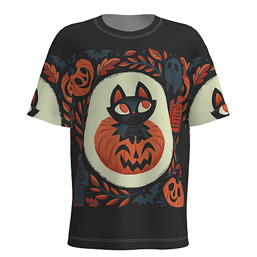 

Men's T shirt 3D Print Graphic Animal Short Sleeve Halloween Tops Basic Black