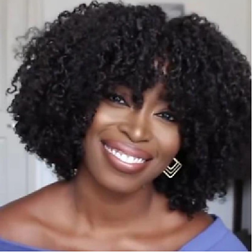 

Synthetic Wig Afro Afro Curly with Baby Hair Wig Medium Length Natural Black Synthetic Hair 38-42 inch Women's African American Wig Black