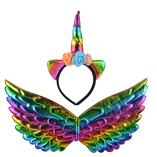 

Princess Unicorn Wings Halloween Props Girls' Movie Cosplay Stage Props Rainbow Wings Headwear Christmas Halloween Carnival Plastics