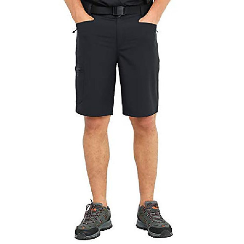 

men's stretchy hiking shorts nylon quick dry cargo shorts with 5 pockets, water resistant, lightweight, 32, black