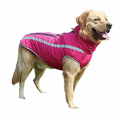 

reflective waterproof pet coat zipper jacket winter warm dog coat for small medium large dog hot pink