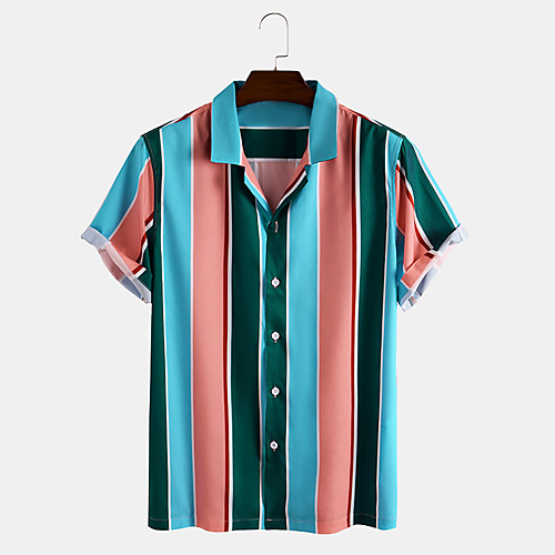 

Men's Shirt Other Prints Graphic Short Sleeve Vacation Tops Blushing Pink