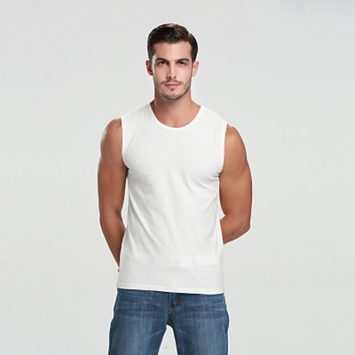 

Men's Daily Tops Cotton Casual White Black Gray