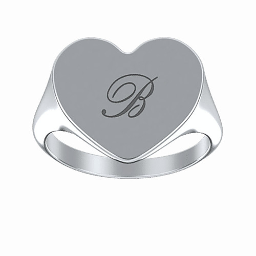 

Personalized Customized Ring Titanium Steel Heart Gift Daily Round 1pcs Silver