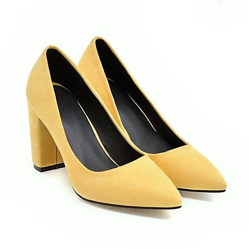 

Women's Heels Pumps Pointed Toe Classic Daily Walking Shoes Nubuck Solid Colored Black Purple Yellow