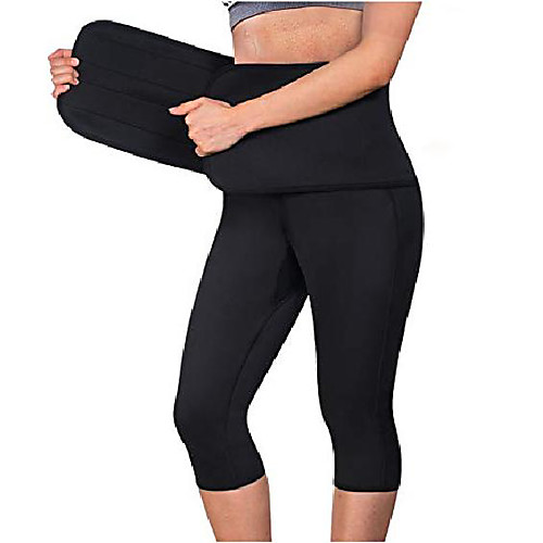 

fitness leggings capri weight loss shorts workout pants sweat (black yoga leggings waist control, s)