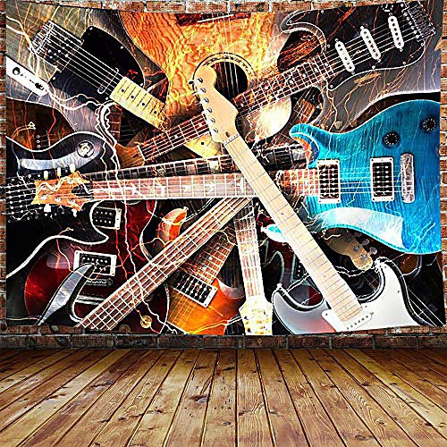 

music tapestry, guitar musical tapestry wall hanging for bedroom, instrument rock style lover tapestry home decor & #40;60 w x 40 h& #41;
