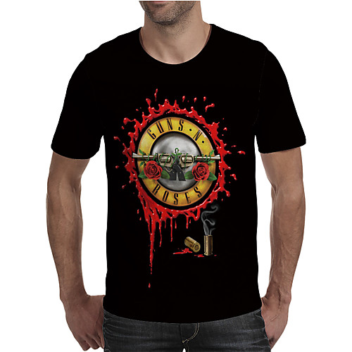 

Men's T shirt 3D Print Graphic Plus Size Print Short Sleeve Daily Tops Elegant Exaggerated Black