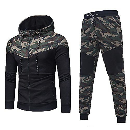 

camouflage tops pants mens tracksuit sweatshirt hoodie trouser sport suit