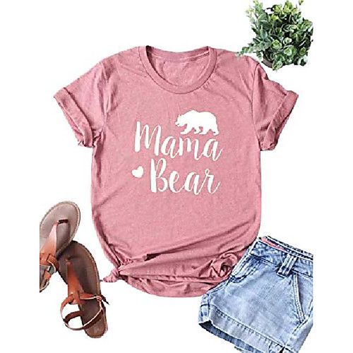 

womens mama bear shirt casual long sleeve and short sleeve mom shirt summer vacation shirts tops graphics tees& #40;m, z-tshirt-pink& #41;