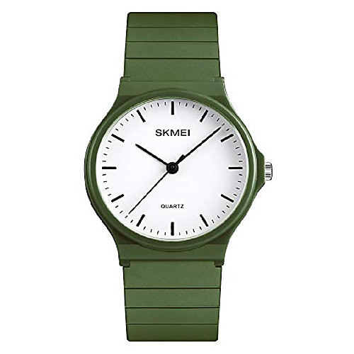 

simple design analog watch with armygreen resin band for men/women student watches