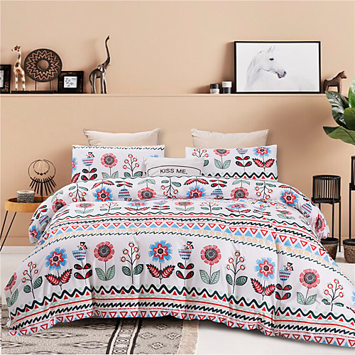 

Bohemia Style Colorful Floral Print Botanical 3 Pieces Bedding Set Duvet Cover Set Modern Comforter Cover-3 Pieces-Ultra Soft Hypoallergenic Microfiber Include 1 Duvet Cover and 1 or2 Pillowcases