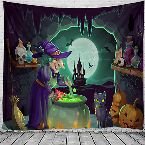 

Halloween Wall Tapestry Art Decor Blanket Curtain Picnic Tablecloth Hanging Home Bedroom Living Room Dorm Decoration Psychedelic Skull Skeleton Pumpkin Bat Witch Haunted Scary Castle Polyester