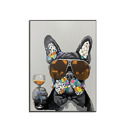 

100% Hand Painted Contemporary Dog Oil Paintings Modern Decorative Artwork on Rolled Canvas Wall Art Ready to Hang for Home Decoration Wall Decor