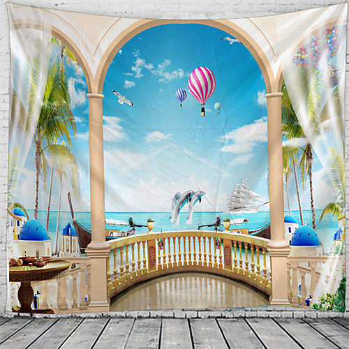 

Window Landscape Wall Tapestry Art Decor Blanket Curtain Picnic Tablecloth Hanging Home Bedroom Living Room Dorm Decoration Polyester Sea Ocean Beach Fire Ballon Animal