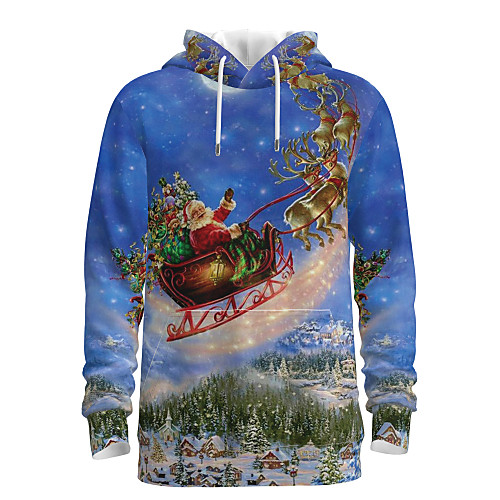 

Men's Pullover Hoodie Sweatshirt Graphic 3D Ugly Christmas Daily 3D Print Basic Christmas Hoodies Sweatshirts Blue