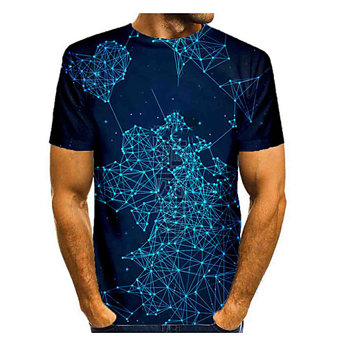 

Men's T shirt 3D Print Graphic Abstract Short Sleeve Daily Tops Basic Dusty Blue