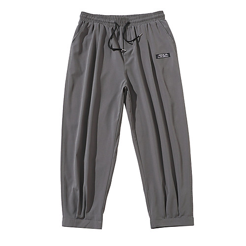 

Men's Streetwear Breathable Daily Going out Sweatpants Pants Solid Colored Ankle-Length Drawstring Black Green Gray / Elasticity