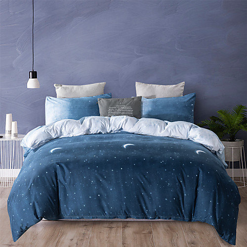 

Starry Night Sky Moon Print 3 Pieces Bedding Set Duvet Cover Set Modern Comforter Cover Ultra Soft Hypoallergenic Microfiber and Easy Care(Include 1 Duvet Cover and 1 or2 Pillowcases)