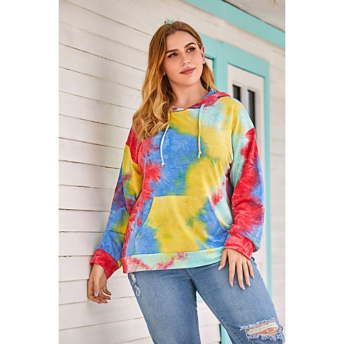 

Women's Pullover Hoodie Sweatshirt Tie Dye Oversized Daily Other Prints Basic Hoodies Sweatshirts Red Yellow Green