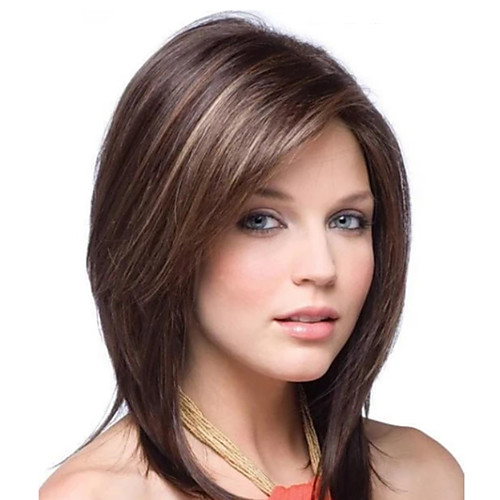 

Synthetic Wig kinky Straight Asymmetrical Wig Short Brown Synthetic Hair Women's Classic Exquisite Fluffy Brown