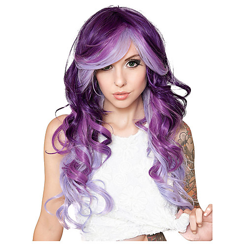 

Cosplay Wig Curly Purple Possession Ombre Cosplay Curly Asymmetrical With Bangs Wig Medium Length Purple Synthetic Hair Women's Anime Cosplay Highlighted / Balayage Hair Purple