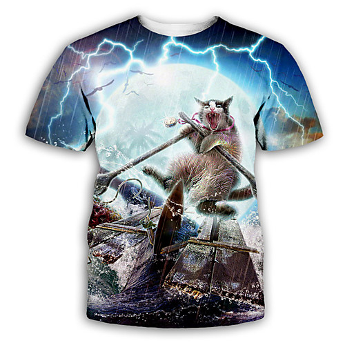 

Men's T shirt 3D Print Graphic Print Short Sleeve Party Tops Exaggerated Rainbow