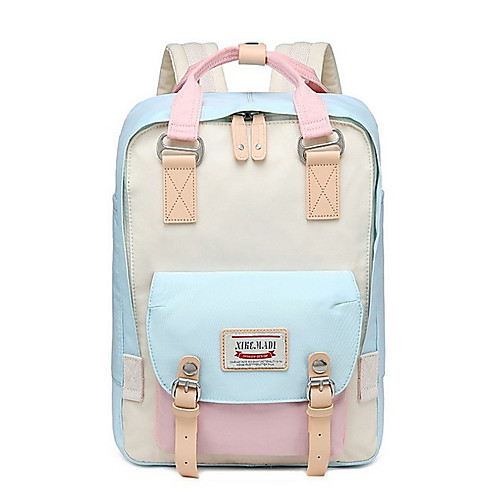 

Women's Polyester School Bag Rucksack Commuter Backpack Large Capacity Zipper Daily Backpack Black Blue Blushing Pink Gray