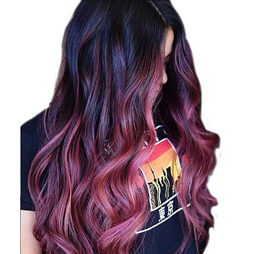 

Synthetic Wig Body Wave Middle Part Wig Very Long Purple Synthetic Hair 26 inch Women's Fashionable Design Ombre Hair Exquisite Purple