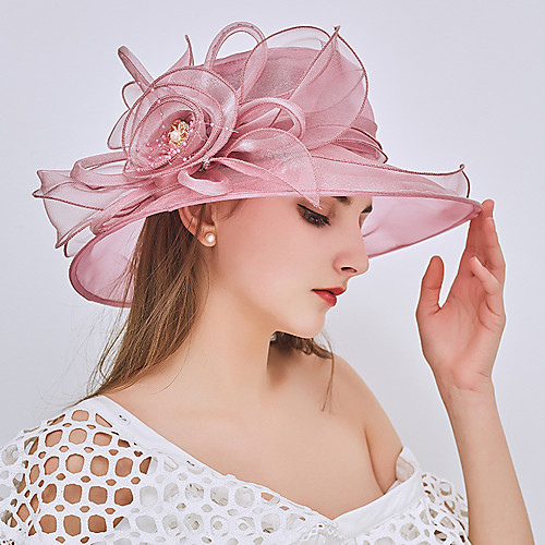 

Women's Bucket Hat Mesh Party - Floral All Seasons Purple Blushing Pink Wine