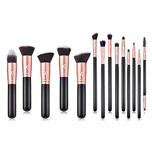 

makeup brush set 14 pcs, rose gold, premium synthetic brush set & #40;rose gold& #41;