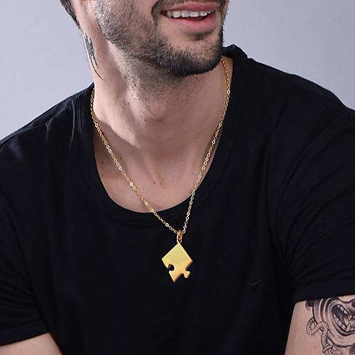 

Personalized Customized Pendant Necklace Stainless Steel Geometrical 1pc / pack Golden Silver