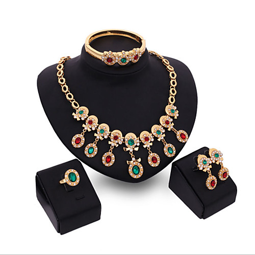 

Women's Clear Green Red Synthetic Diamond Bridal Jewelry Sets Simple Basic Elegant Earrings Jewelry Gold For Wedding Engagement 1 set