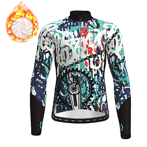 

21Grams Men's Long Sleeve Cycling Jersey Winter Fleece Green Christmas Gear Bike Top Mountain Bike MTB Road Bike Cycling Fleece Lining Breathable Warm Sports Clothing Apparel / Micro-elastic