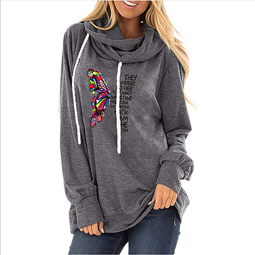 

Women's Pullover Hoodie Sweatshirt Graphic Text Letter Monograms Daily Going out Other Prints Casual Cute Hoodies Sweatshirts Black Blue Purple
