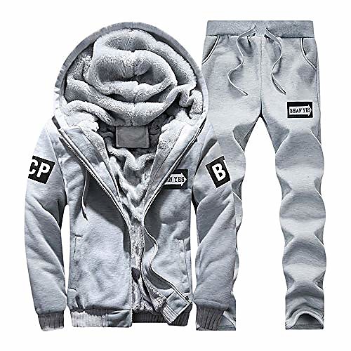 

Men's Long Sleeve Tracksuit Sweatsuit 2 Piece Full Zip Outfit Set Clothing Suit Casual Athleisure Winter Fleece Thermal Warm Breathable Soft Fitness Gym Workout Running Jogging Sportswear Normal