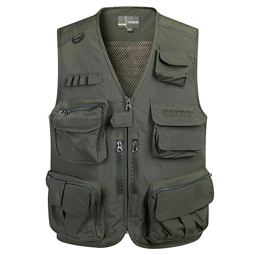 

Men's Fishing Vest Outdoor Breathable Mesh Multi-Pockets Quick Dry Lightweight Vest / Gilet Spring Summer Fishing Photography Camping & Hiking Army Green Khaki / Sleeveless