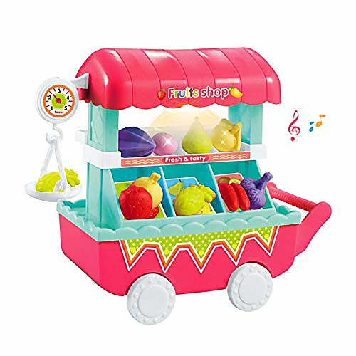 

mini vegetables fruits shop, 28 pcs children 's supermarket shopping carts toys with light music simulation small carts - fun educational gift for girls