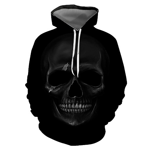 

Men's Pullover Hoodie Sweatshirt Graphic Skull Hooded Halloween Casual Basic Hoodies Sweatshirts Long Sleeve Black
