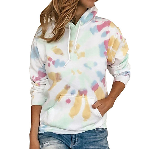 

Women's Pullover Hoodie Sweatshirt Tie Dye Daily Going out Other Prints Basic Hoodies Sweatshirts Blue Yellow Blushing Pink