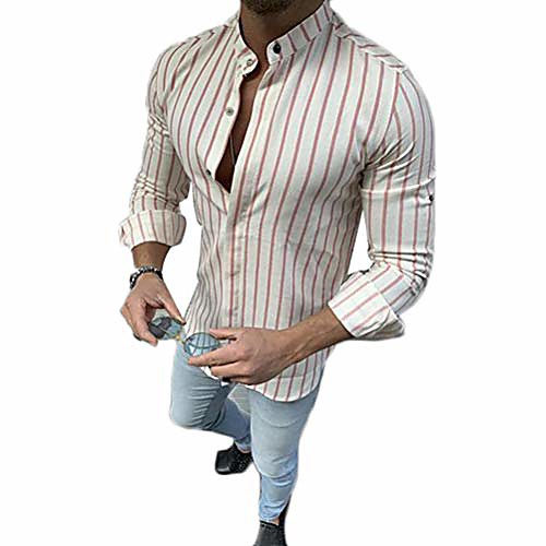 

Men's Shirt Long Sleeve Tops Streetwear Light Blue Apricot Red