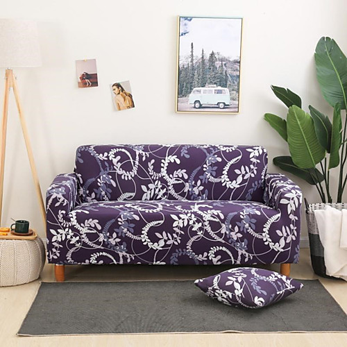 

Stretch Slipcover Sofa Cover Couch Cover Purple Floral Printed Sofa Cover Stretch Couch Cover Sofa Slipcovers for 1~4 Cushion Couch with One Free Pillow Case